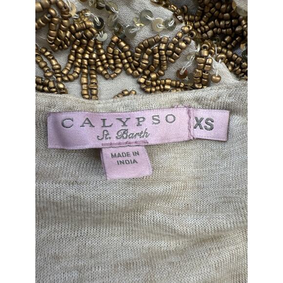 Calypso St. Barth Gold Beaded Embellished Open Jacket CANNELITA XS - Picture 12 of 13